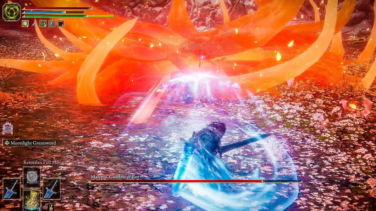 Elden Ring - DUAL MOONLIGHT GREATSWORD VS Malenia (No Damage)