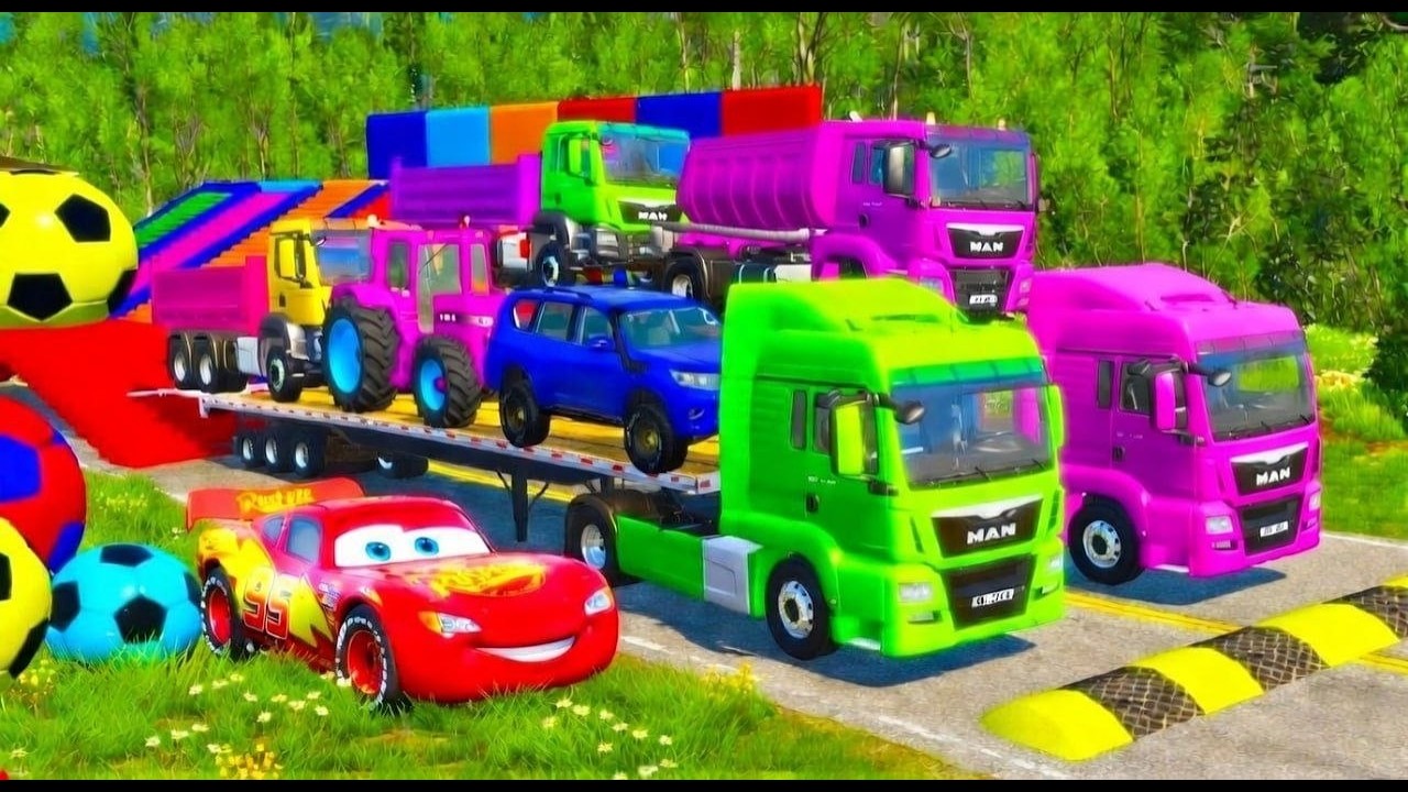 Flatbed truck McQueen | transportation with truck - Pothole vs car #14 BeamNG.Drive Gameplay