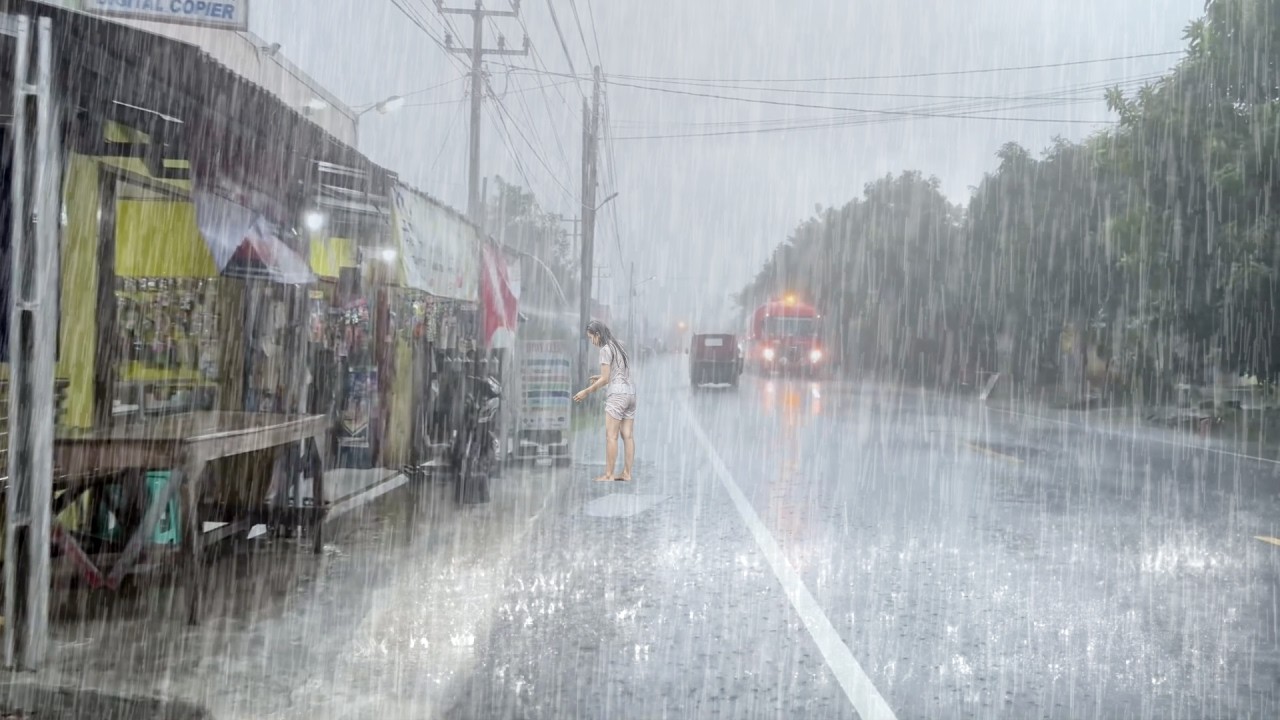 Extreme Weather in Red Soil Village 🌧️ Super Heavy Rain & Strong Winds | Walking in the Cold City
