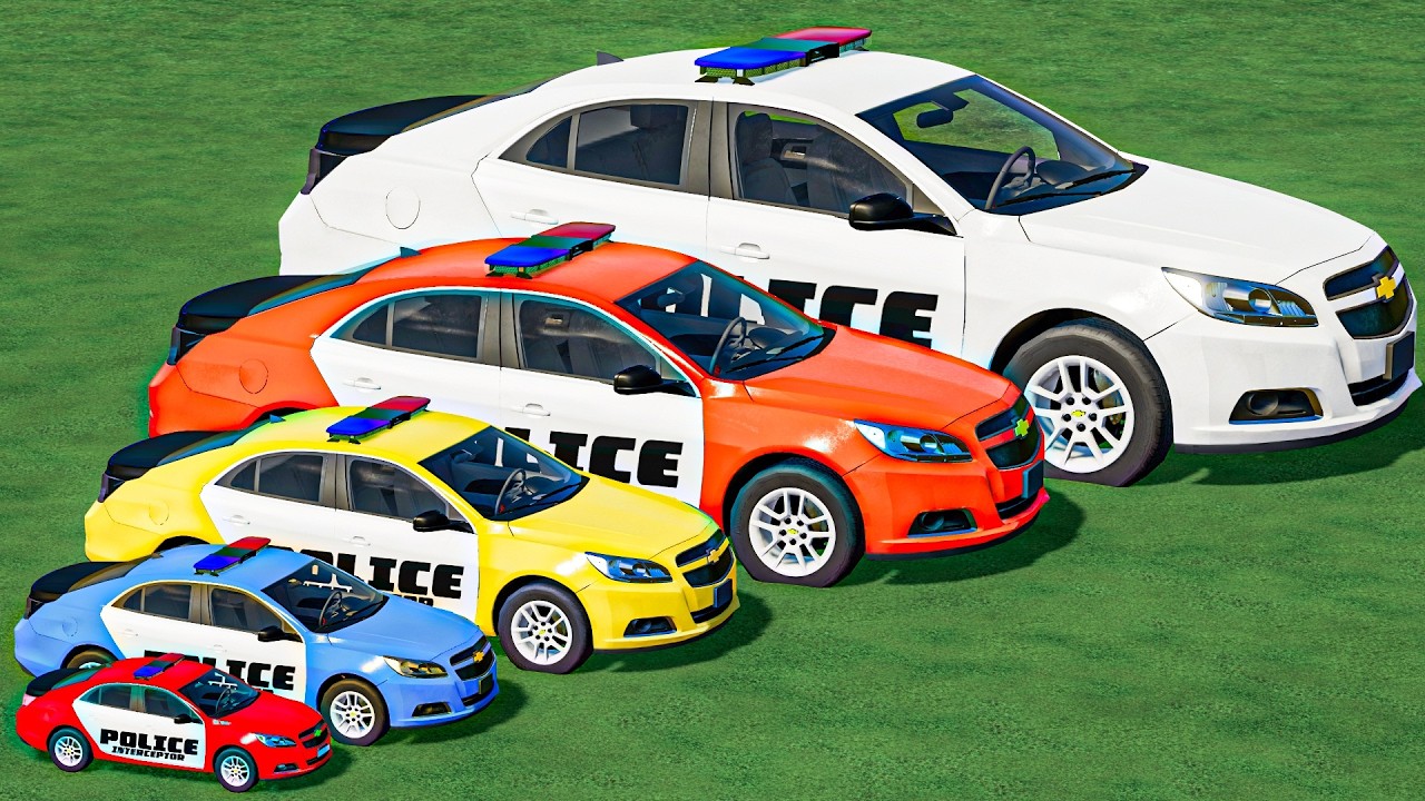 small to GIANT POLICE CARS TRIPLE TRANSPORTING | FS22