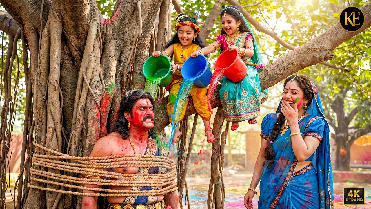 पेड़ से बंधा कंस, रंगों से नहलाए कान्हा-राधा, गुस्से से लाल हुआ दुष्ट कंस || Shree Krishan leela