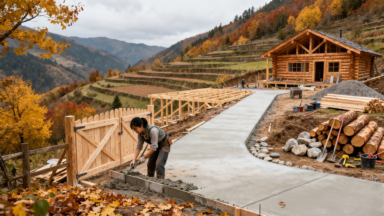 TIMELAPSE | Building the Farm Gate, Road to the Farm & Finishing the Log Cabin | by@VietLadyBuild