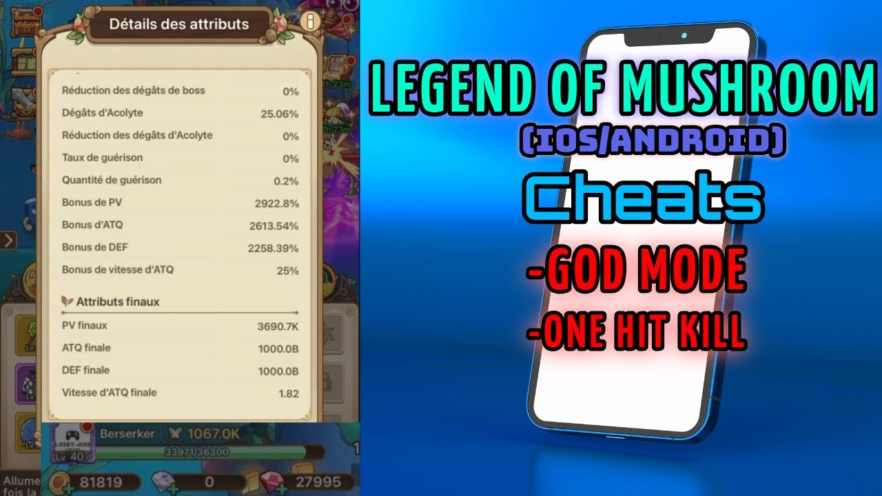 Legend Of Mushroom [IOS/Android] Cheats - One Hit Kill, God Mode #legendofmushroom #ioscheats
