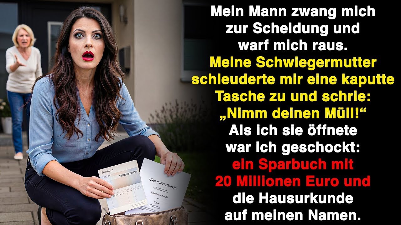 Mein Mann zwang mich zur Scheidung. Meine Schwiegermutter warf mir eine Tasche zu. Als ich sie öffn
