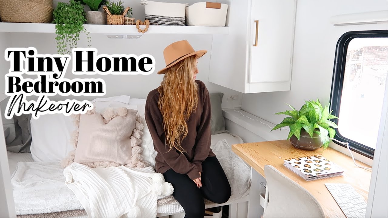 TINY HOME RV BEDROOM REMODEL MAKEOVER | LIVING IN AN RV FULL TIME | TINY HOUSE TOUR | BOHO DECOR