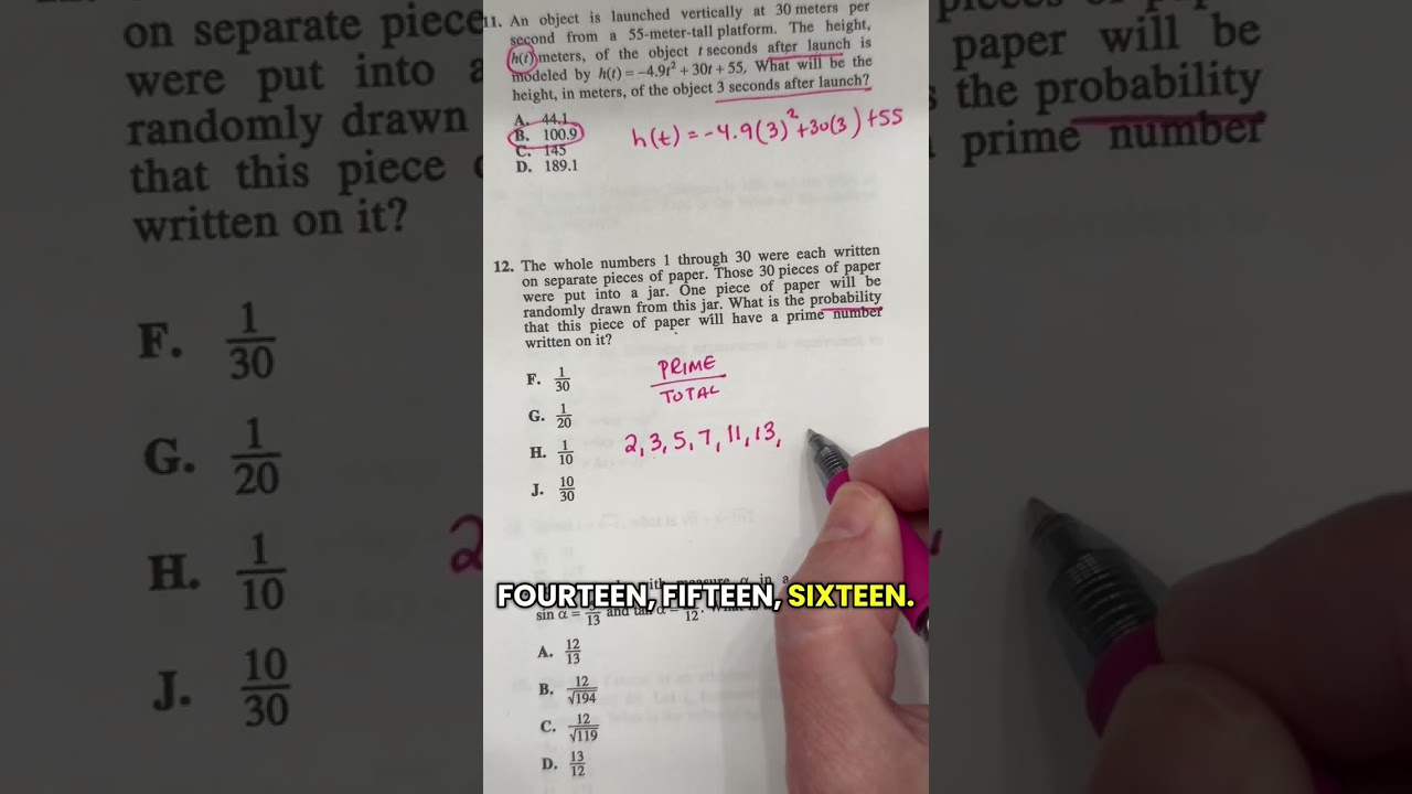 ACT Prep Test 1 Question 12