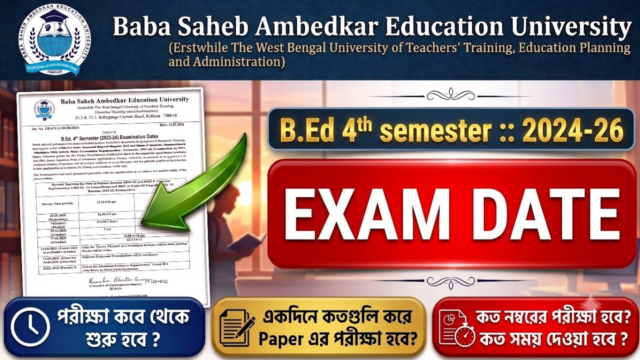 B.Ed 4th Semester Exam Date 2026 || Admit Card || Theory Exam || Practicum Exam || B.Ed 2024-26