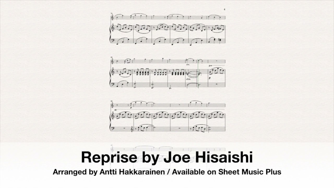 Reprise (from Spirited Away) by Joe Hisaishi - Violin & Piano