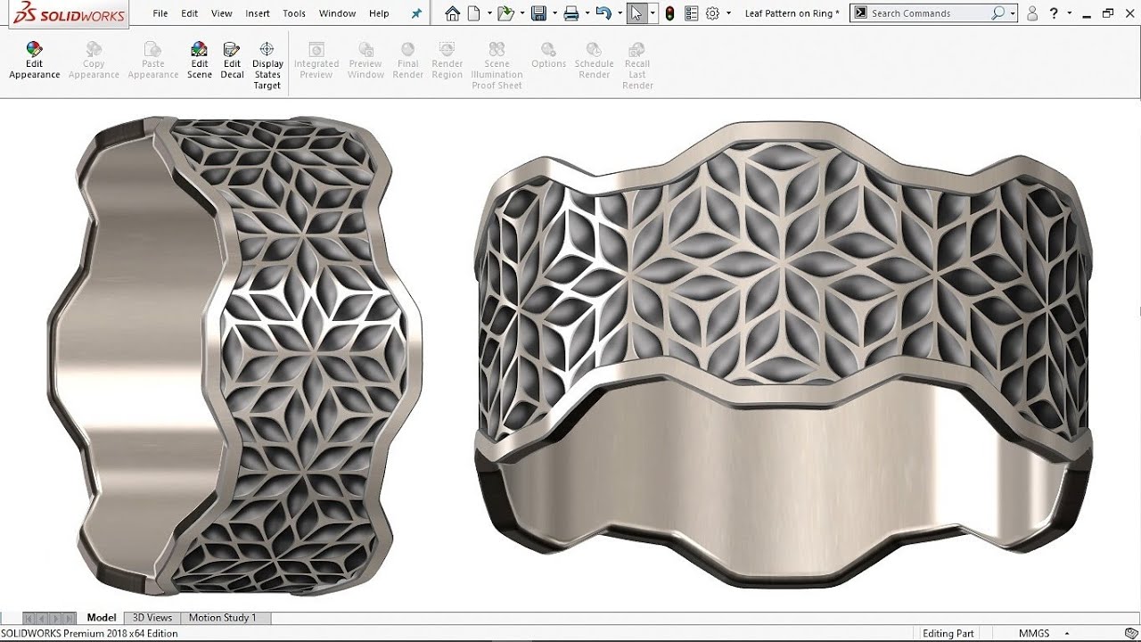 Exercise 27: How  to make 'Leaf Pattern on Ring' in Solidworks 2018