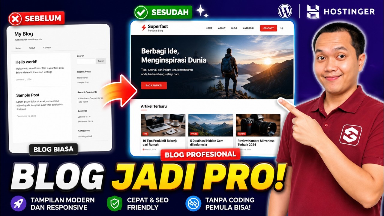 Cara Membuat Website Personal Blog Profesional dengan WordPress, Superfast dan Hosting dari Hostinge