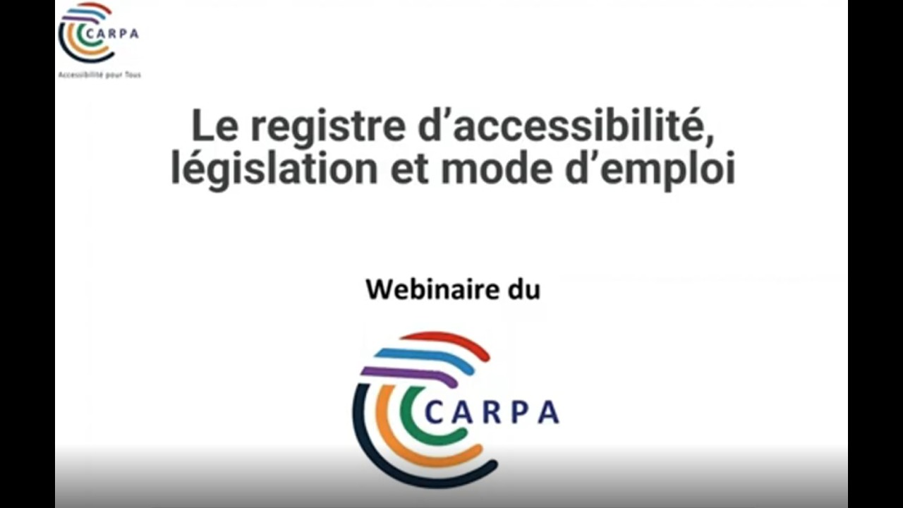 Registre d'accessibilité - Législation et mode d'emploi