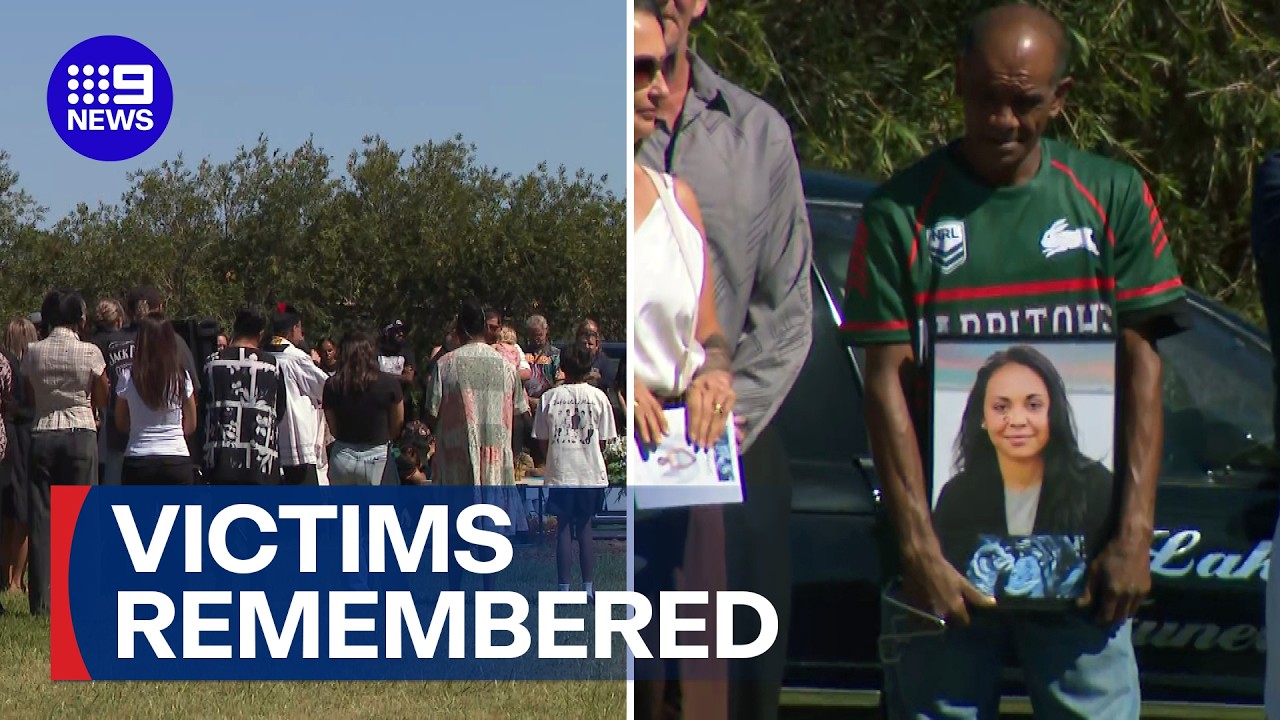 Touching tribute to victims of alleged triple murder | 9 News Australia