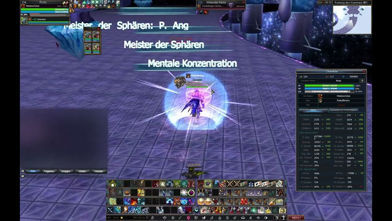 Rappelz private server Gambit - Festung des Kummers Lv 235 Meisterschütze