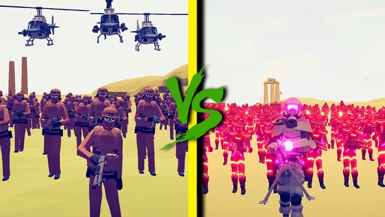 NEON ARMY vs MODERN ARMY - Totally Accurate Battle Simulator TABS