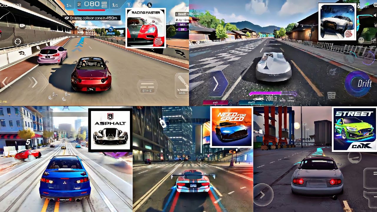 RACING MASTER VS ACE RACER VS NEED FOR SPEED VS ASPHALT 9 VS CARX STREET | COMPARISON GAMEPLAY 60FPS