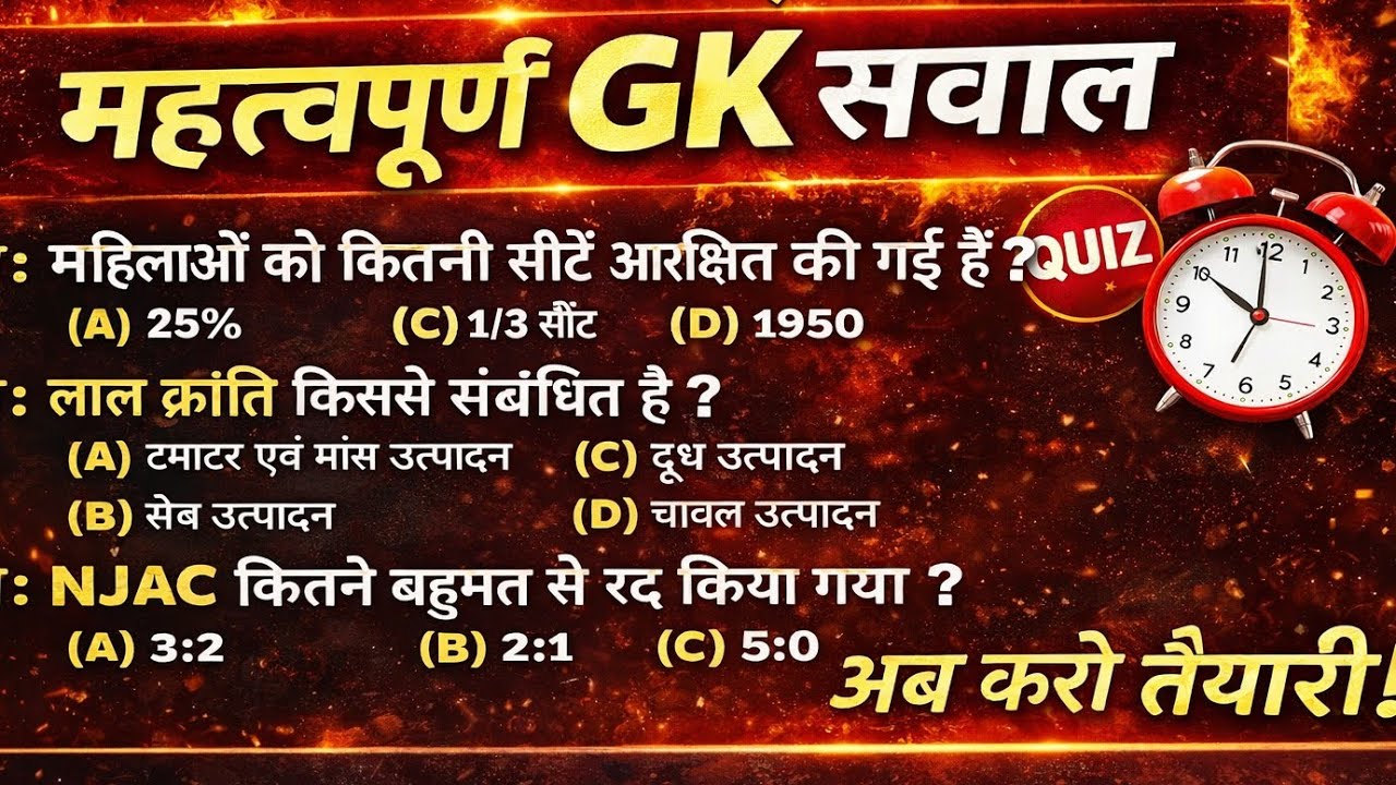 Top 50 GK Questions | Static GK महत्वपूर्ण प्रश्न | सभी सरकारी परीक्षाओं के लिए | GK GS तैयारी