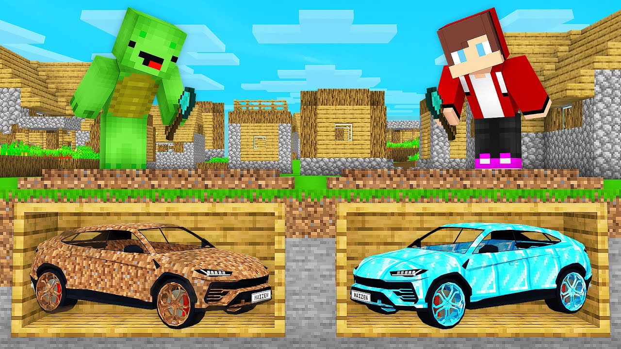 Mikey and JJ Found Super Cars in Minecraft (Maizen)
