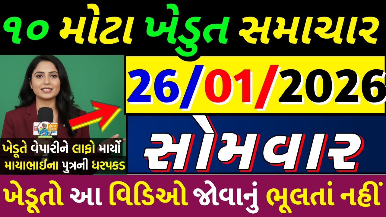 આજના મોટા ખેડૂત સમાચાર 🔥 જયરાજ જેલમાં | ખેડૂતોને 1 લાખની સહાય | ખેડૂતે માર્યો લાફો | #khedutsamachar