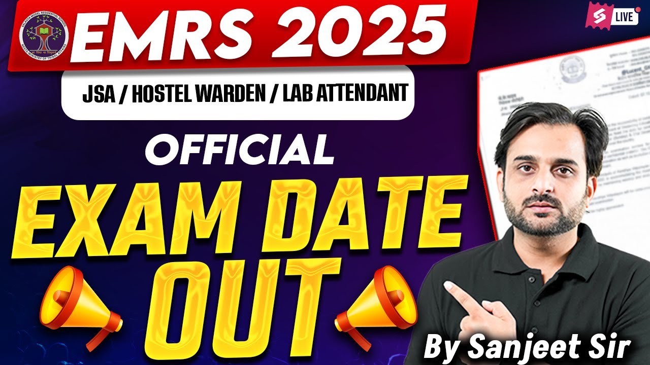 EMRS Exam Date 2025 OUT | EMRS 2025 Hostel Warden/ JSA/ Lab Attendant Exam Date Notice | Testbook