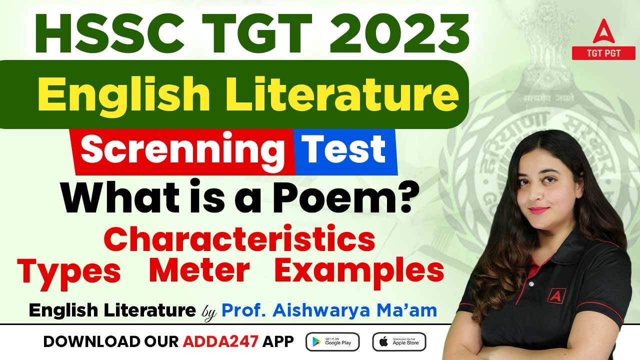 HSSC TGT 2023 | HSSC TGT English Screening Classes | Characteristics Types Meter  Examples