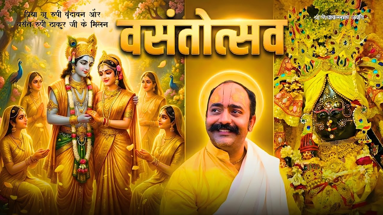 वसंतोत्सव 💛 प्रिया जू रूपी वृंदावन और वसंत रूपी ठाकुर जी के मिलन #radhavallabh #vasantpanchami 