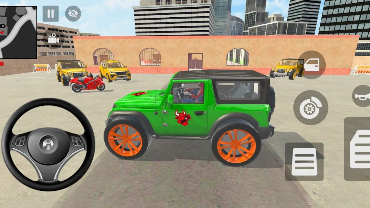 Car Bike Game: SpiderMan ordered an Indian Green Thar and drives a new Indian Police Gadi in Game