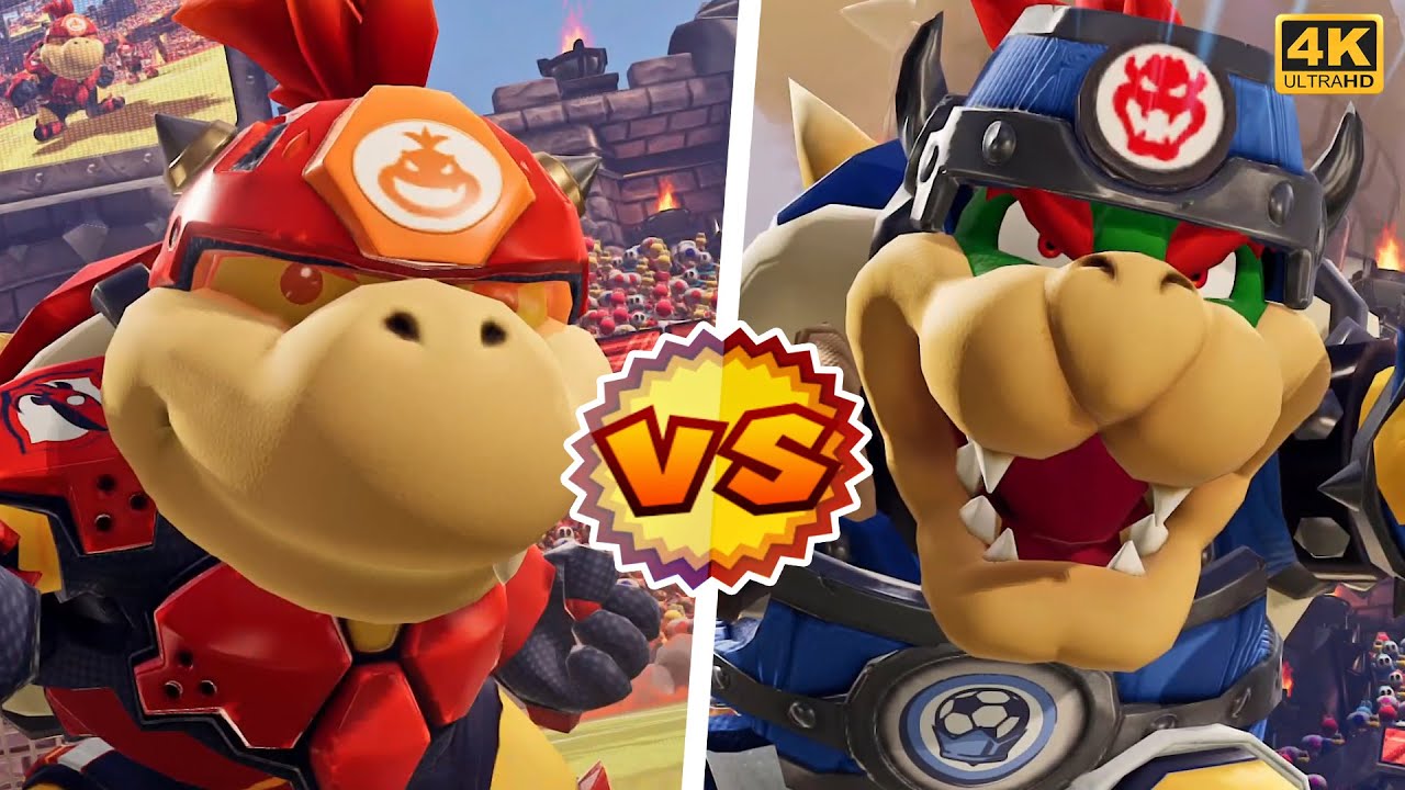 Bowser Jr. Vs. Bowser - Mario Strikers: Battle League ⁴ᴷ