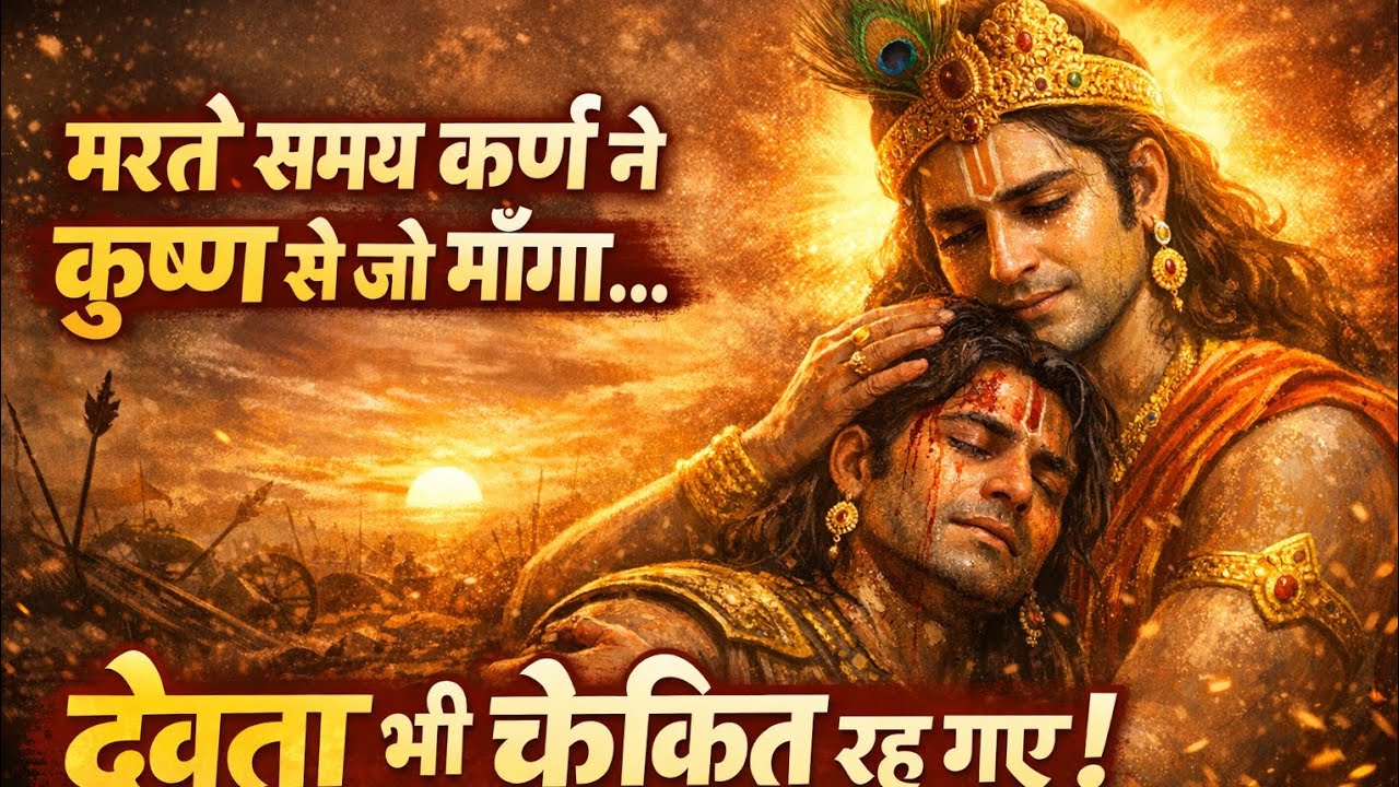 मृत्यु से पहले कर्ण ने कृष्ण से क्या माँगा? यह कथा हर भक्त को सुननी चाहिए!”