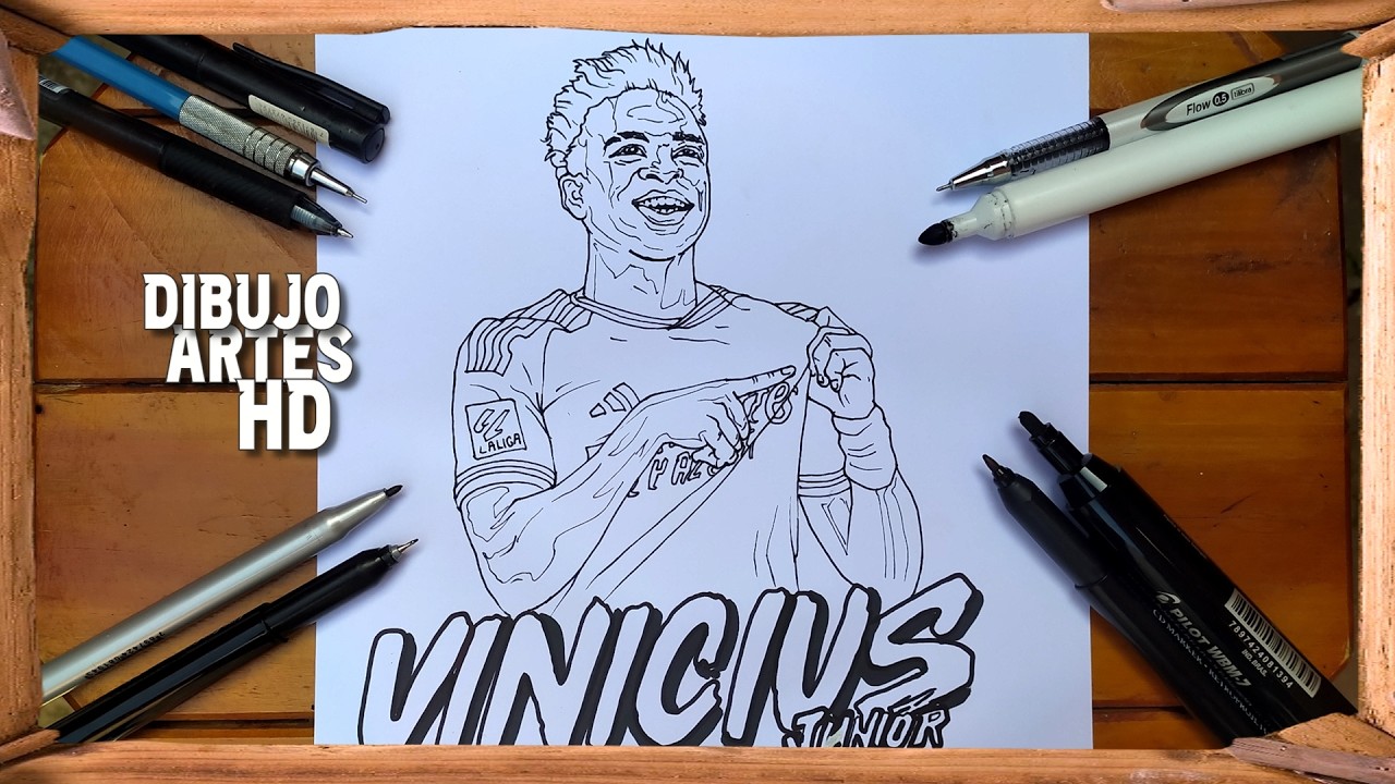 como dibujar a Vinicius Júnior DEL REAL MADRID