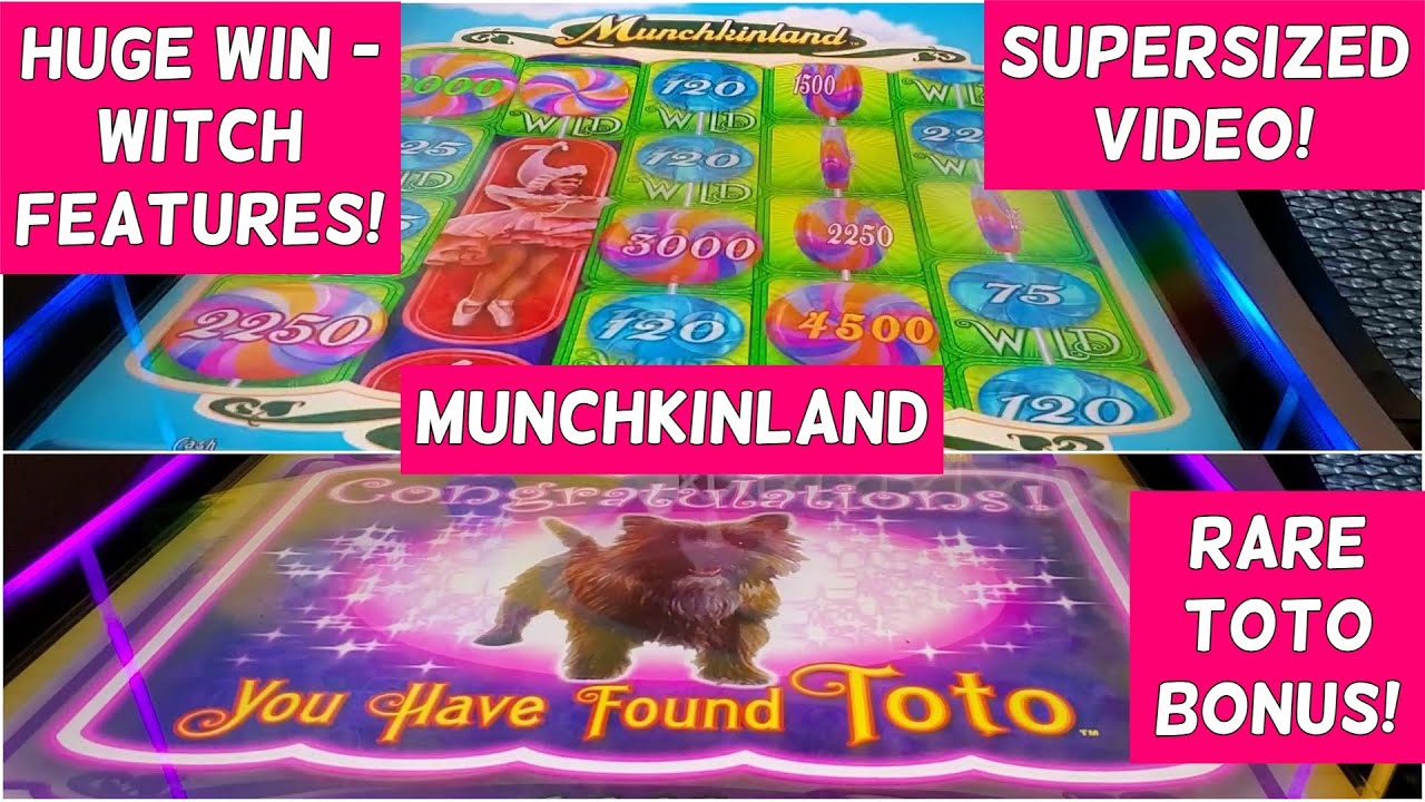 RARE BONUS!!! I FOUND TOTO!!! plus HUGE WINS on WITCH FEATURES!!! Munchkinland Slot Machine