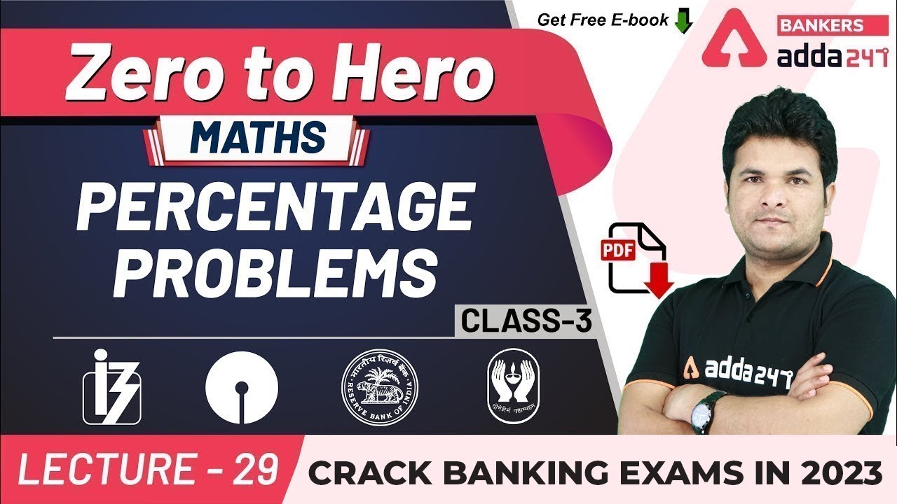 Percentage Problems (Class 3) | Maths | Adda247 Banking Classes | Lec-29