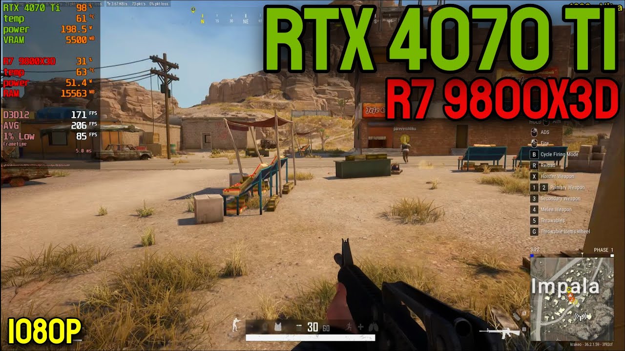 RTX 4070 Ti + R7 9800X3D - Pubg - 1080p - All Settings