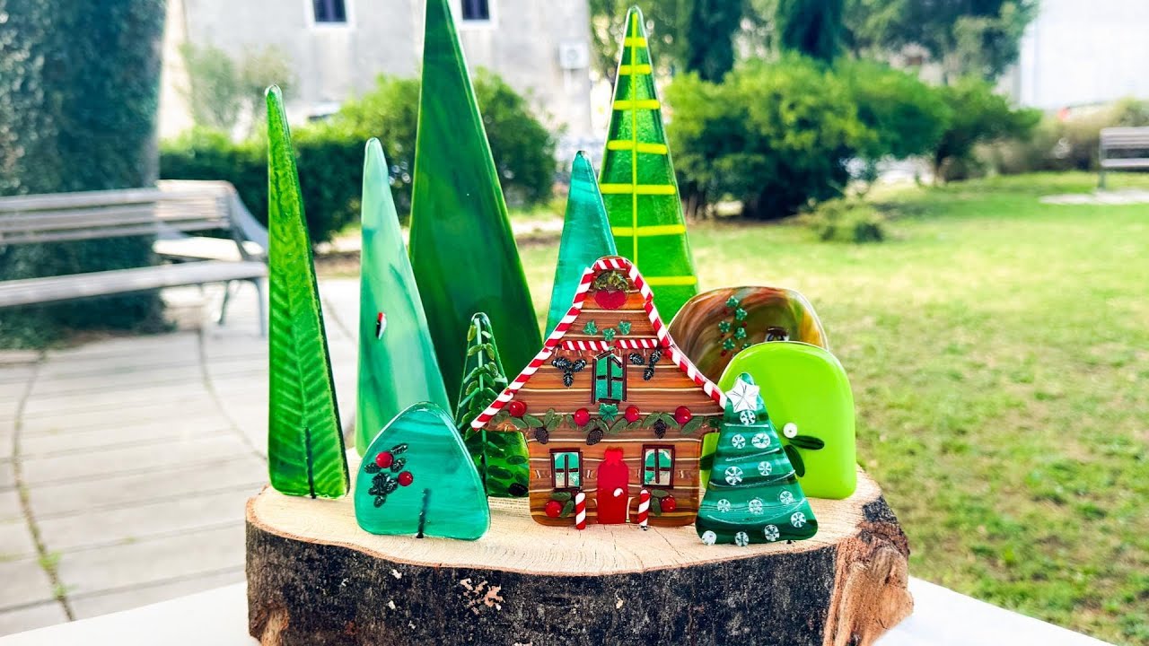 Fused Glass Home on the Log