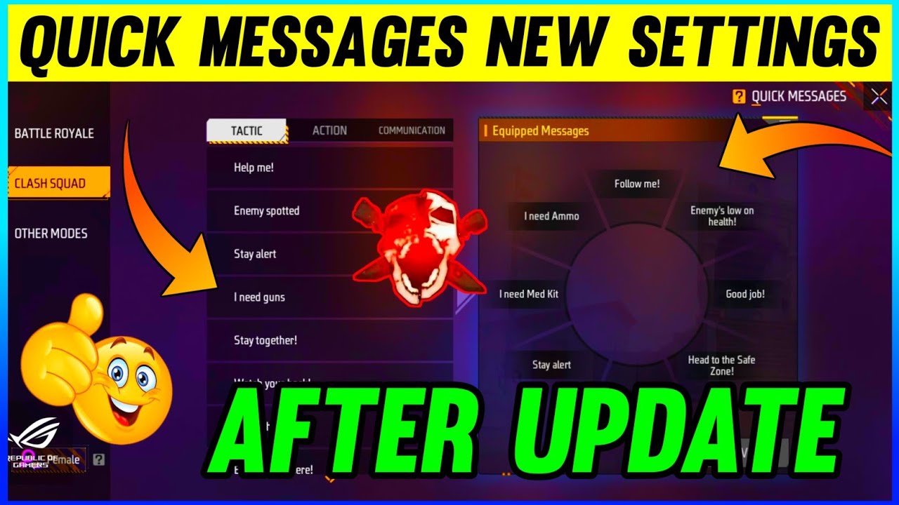 Free Fire Quick Messages Settings After Update | Free Fire New Settings After Update | New Settings
