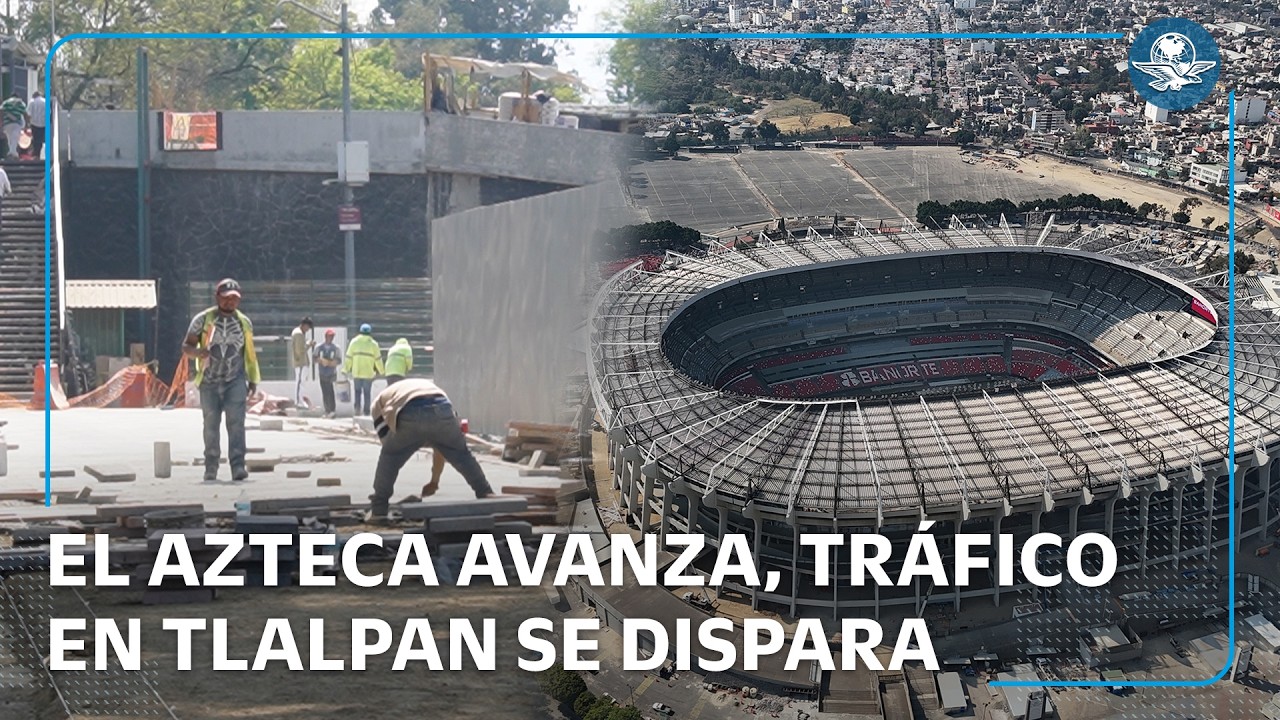 El pasto ya luce listo, pero afuera el caos crece: obras del Azteca colapsan Tlalpan