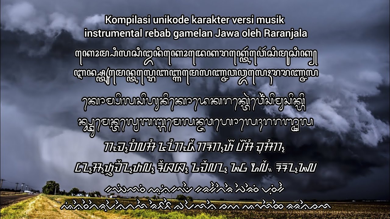 Kompilasi unikode karakter versi musik instrumental rebab gamelan Jawa oleh Raranjala