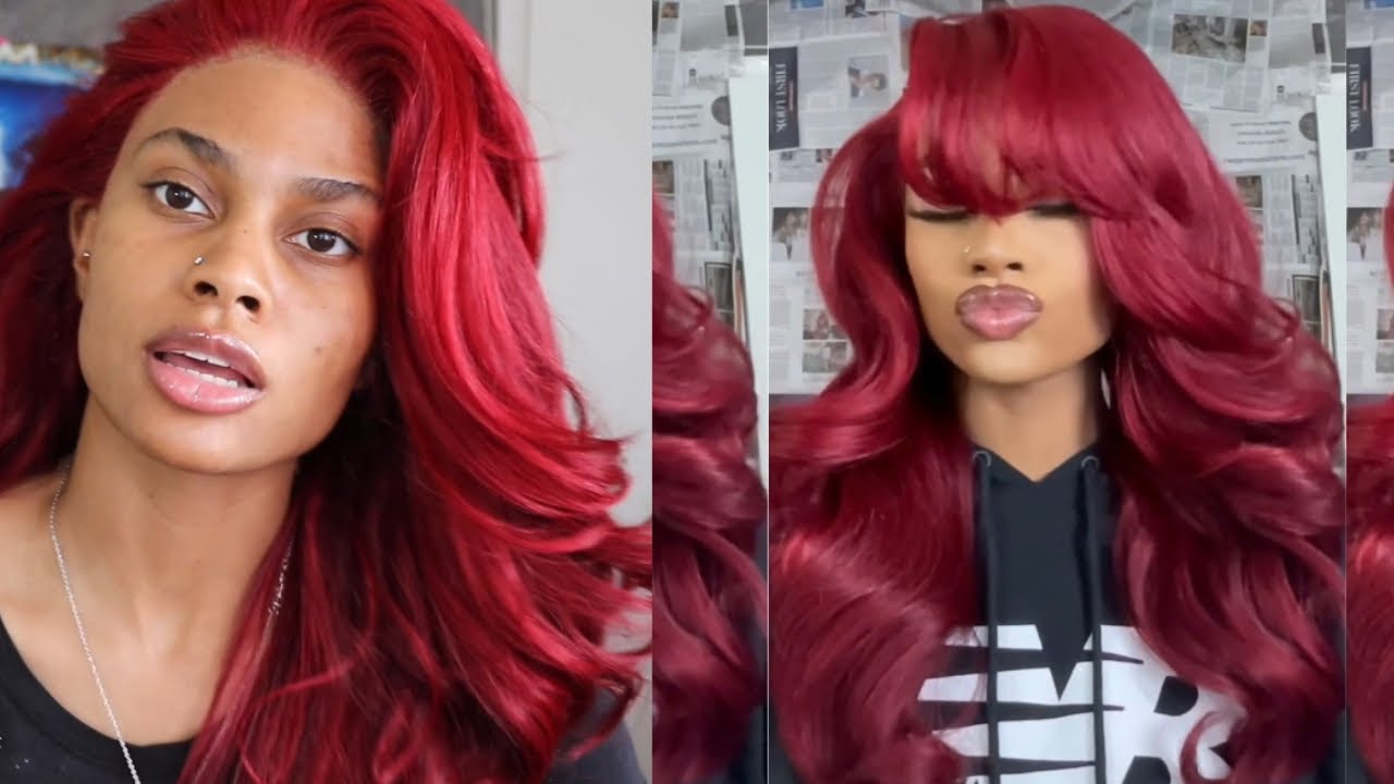 TRY Outre SIERRA SPICY 🌶️🥵😍 RED WIG WITH ME  BANGS & VOLUMINOUS CURLS FOR $45