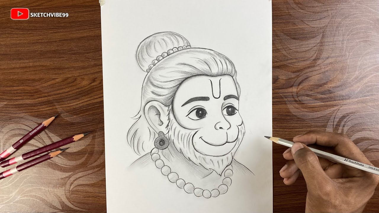 Cute Hanuman Ji Drawing Easy Step by Step | Hanuman Face Drawing