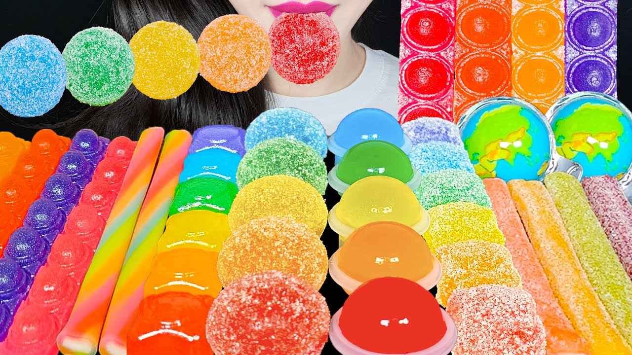 ASMR RAINBOW KOHAKUTO SPRINKLE JELLY MUKBANG 무지개 코하쿠토 스프링클 젤리 먹방 EATING SOUNDS