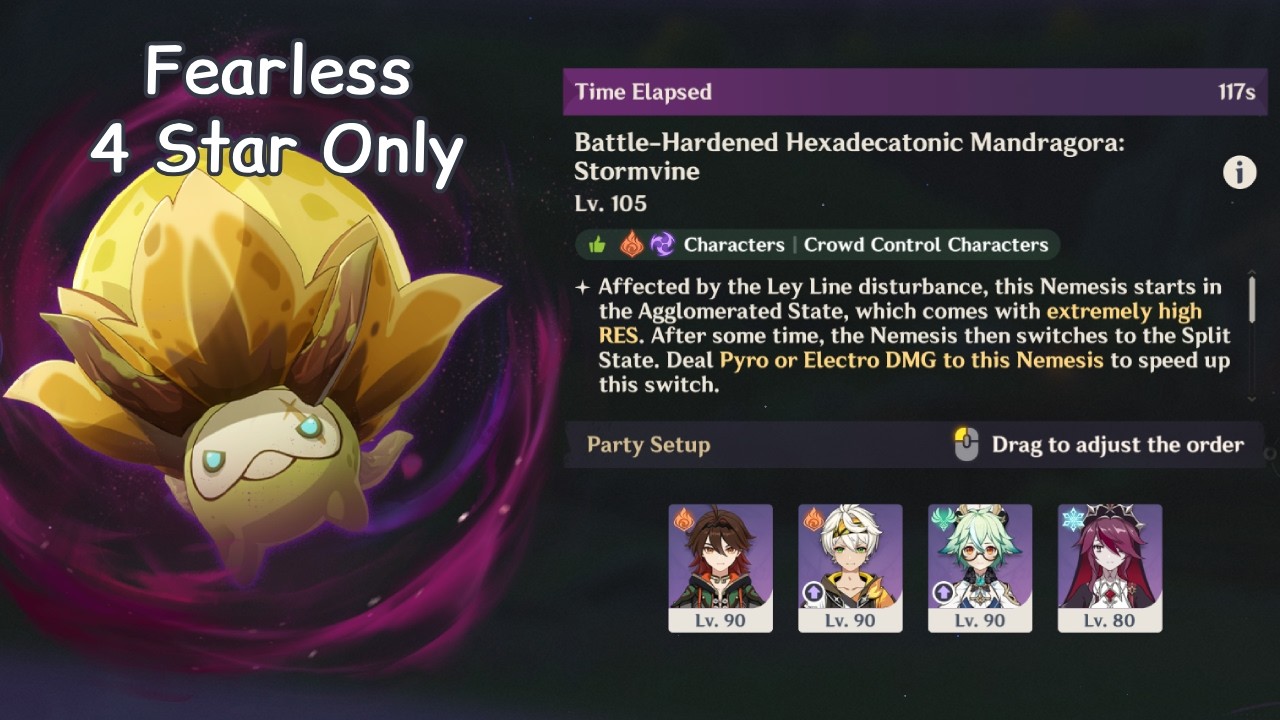 4 Star Only Stygian Onslaught Fearless Mandragora | 6.4 Genshin Impact