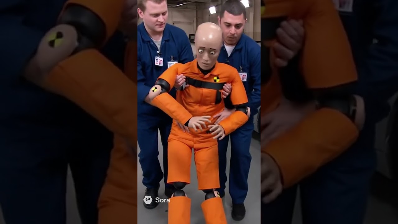 Scared crash test dummy -2 #funny