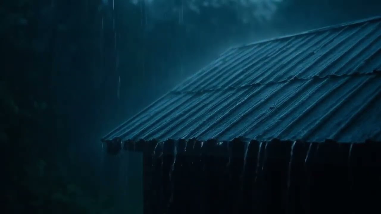 Soothing Heavy Rain Ambience | Rain on Roof White Noise for Sleep UHD