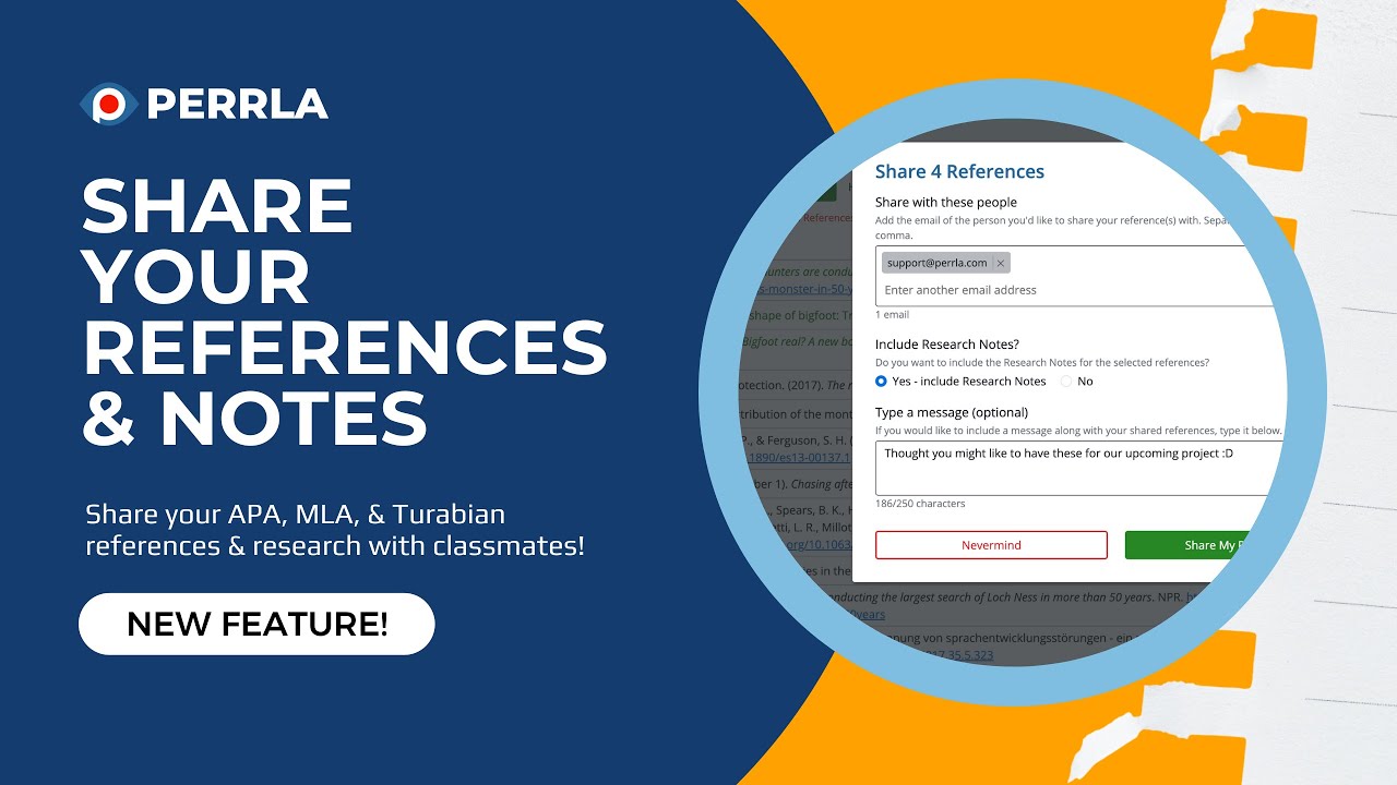Share references & research notes with friends with PERRLA!