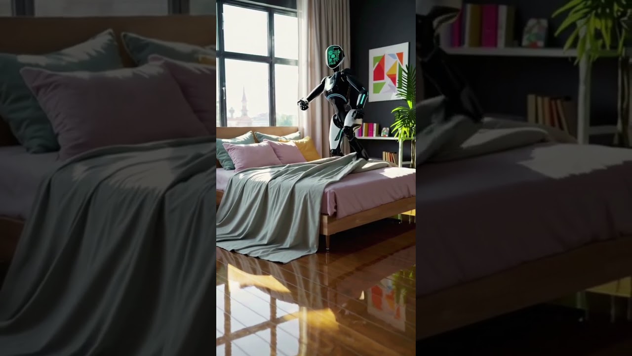 Robot girl goes to sleep on bed #dance #healthy #shorts #shorts #vlog #ai #robot