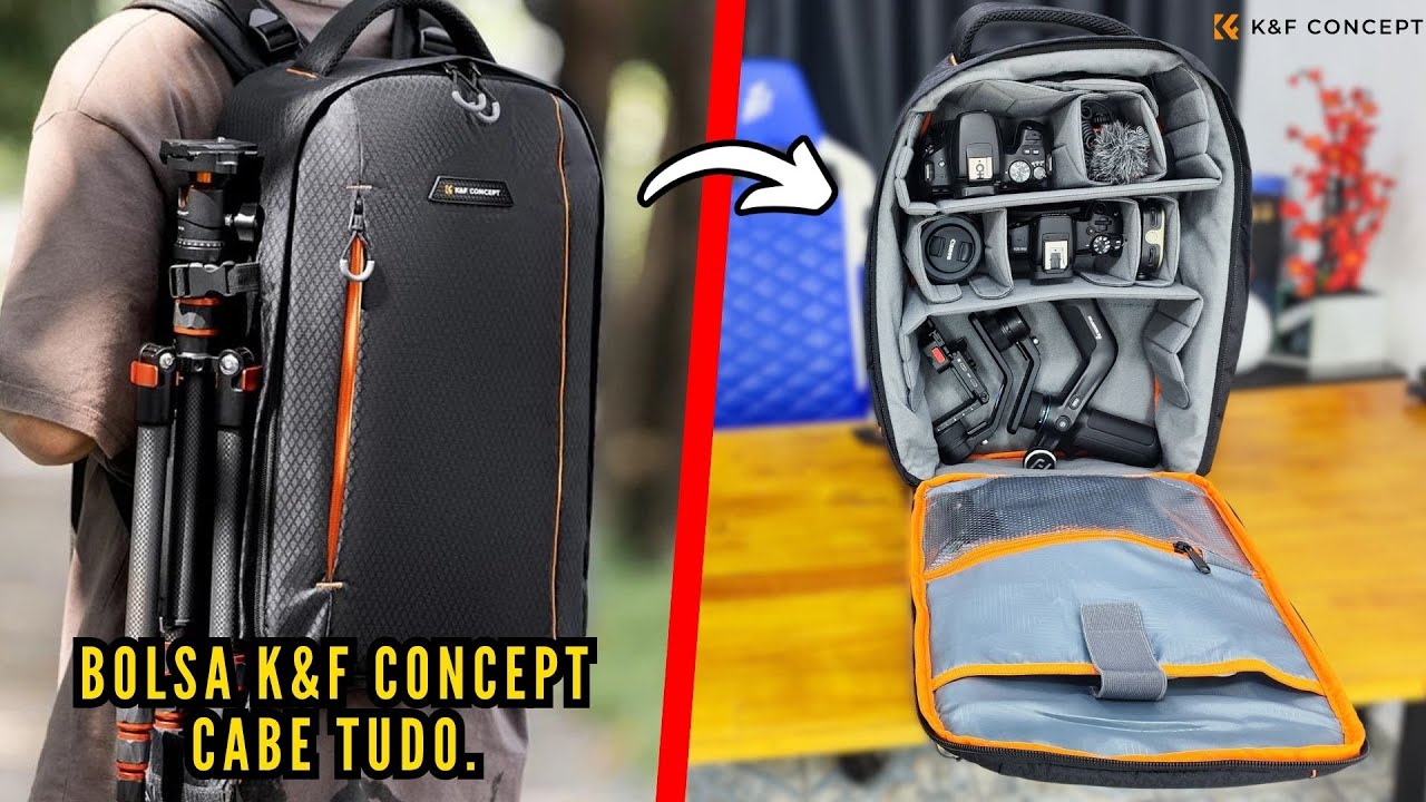 MOCHILA PARA CAMERAS K&F CONCEPT 18L - A MELHOR E MAIS BARATA DO MERCADO, CABE TUDO E MAIS UM POUCO.