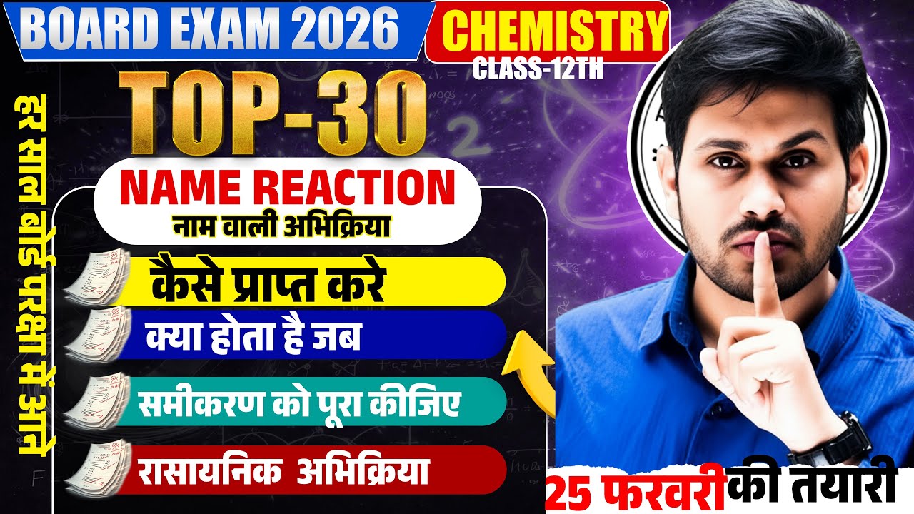 TOP-30 Name Reaction |Class 12 Chemistry |पूरी किताब के नाम वाली अभिक्रिया |UP Board Exam 2026
