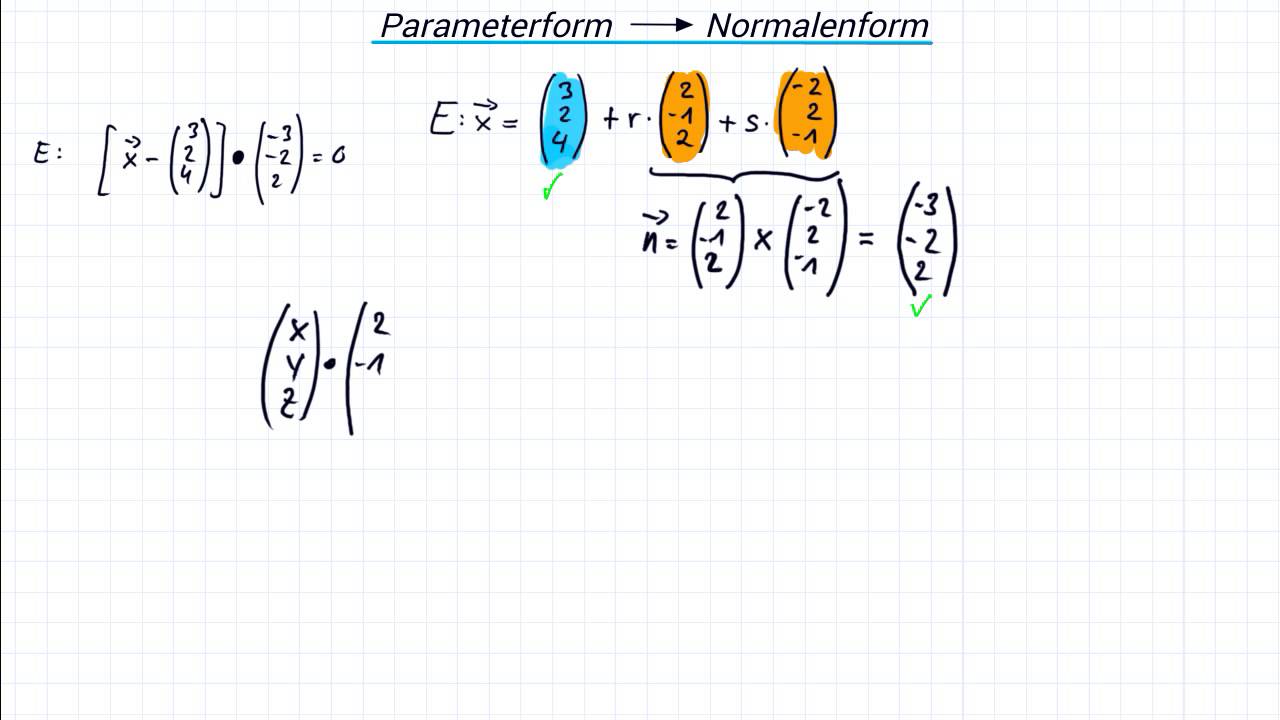 Parameterform in Normalenform umwandeln