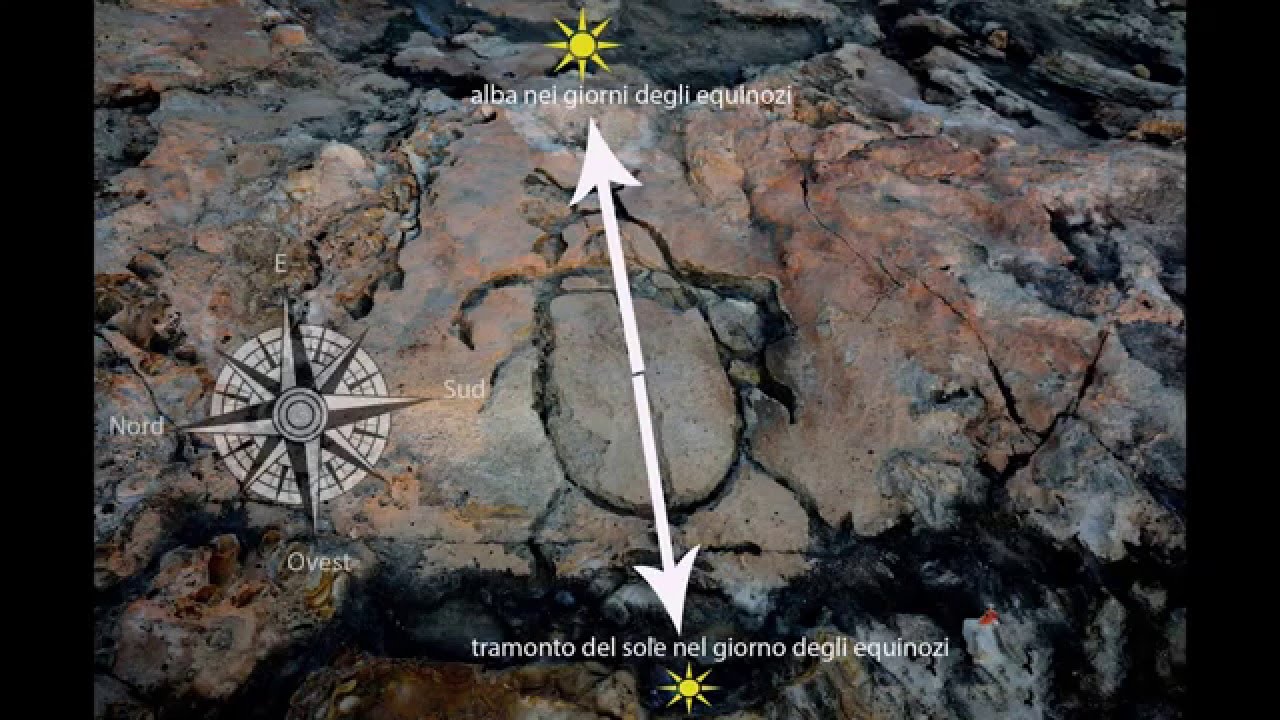 Sardegna -Lo scarabeo inciso sulla roccia orientato all' alba e al tramonto degli equinozi