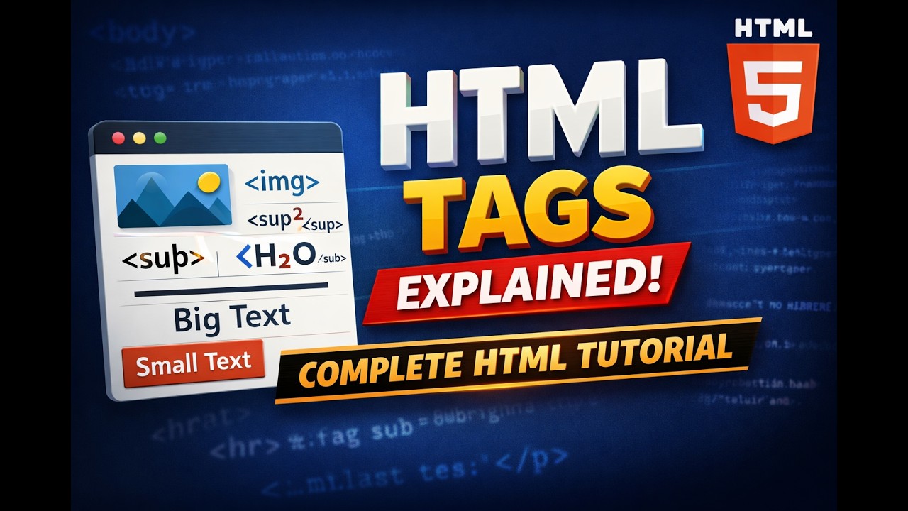 HTML Tags Explained in Detail | img, sup, sub, small, big, hr & More | Complete HTML Tutorial