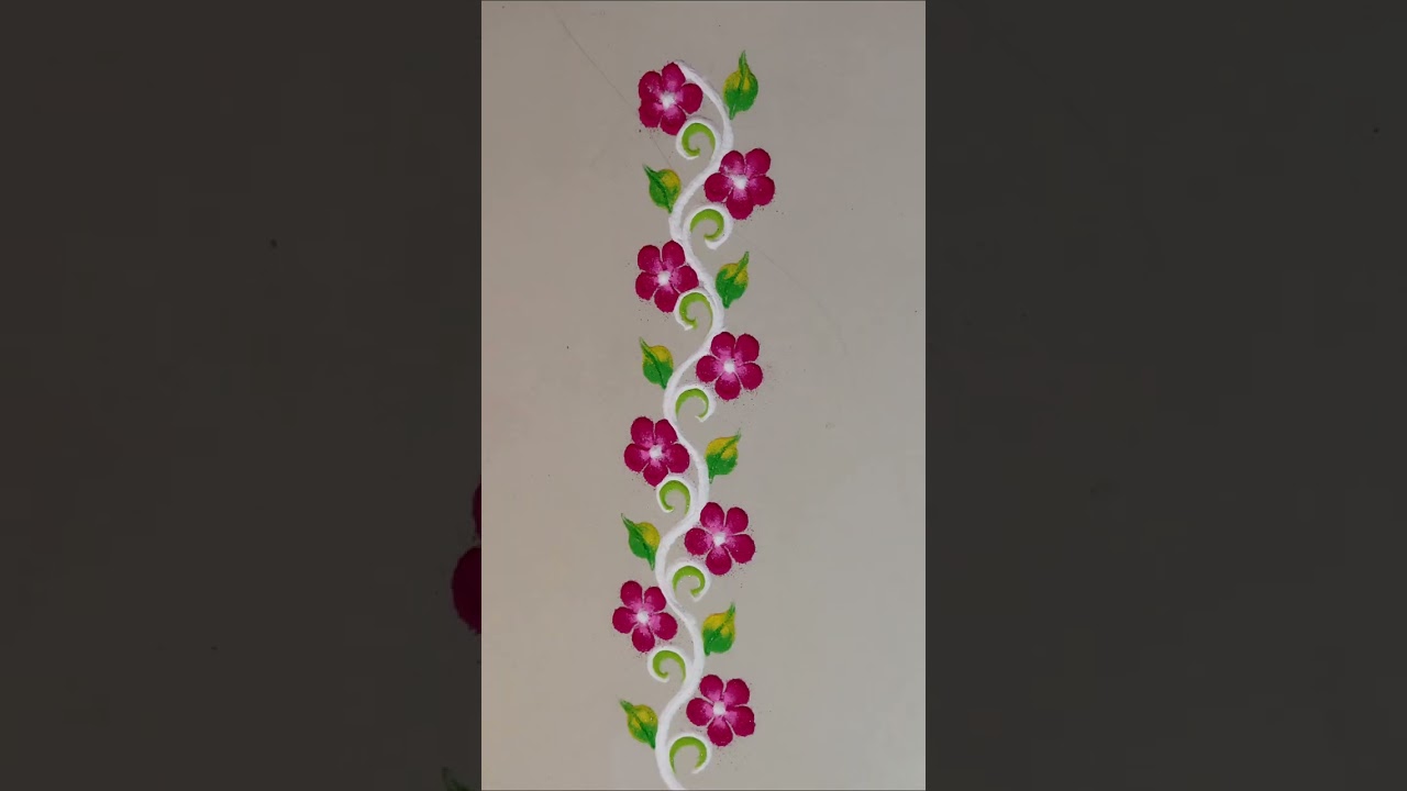 Simple Flower Border Rangoli Designs || Attractive #dailyrangoli #indianart#easyrangoli #shorts 